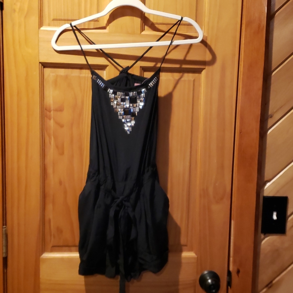 Grass Collection black romper with silver accents